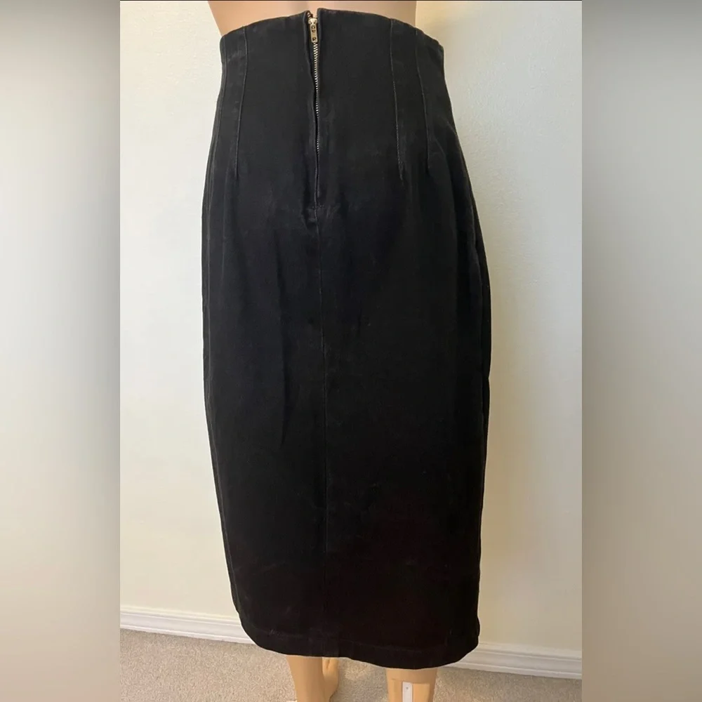 Wanted By Beads Beautiful-80s Vintage, Black, Denim, USA, Long, Midi Skirt. Sz-S